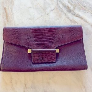 Vince Camuto Burgundy leather clutch